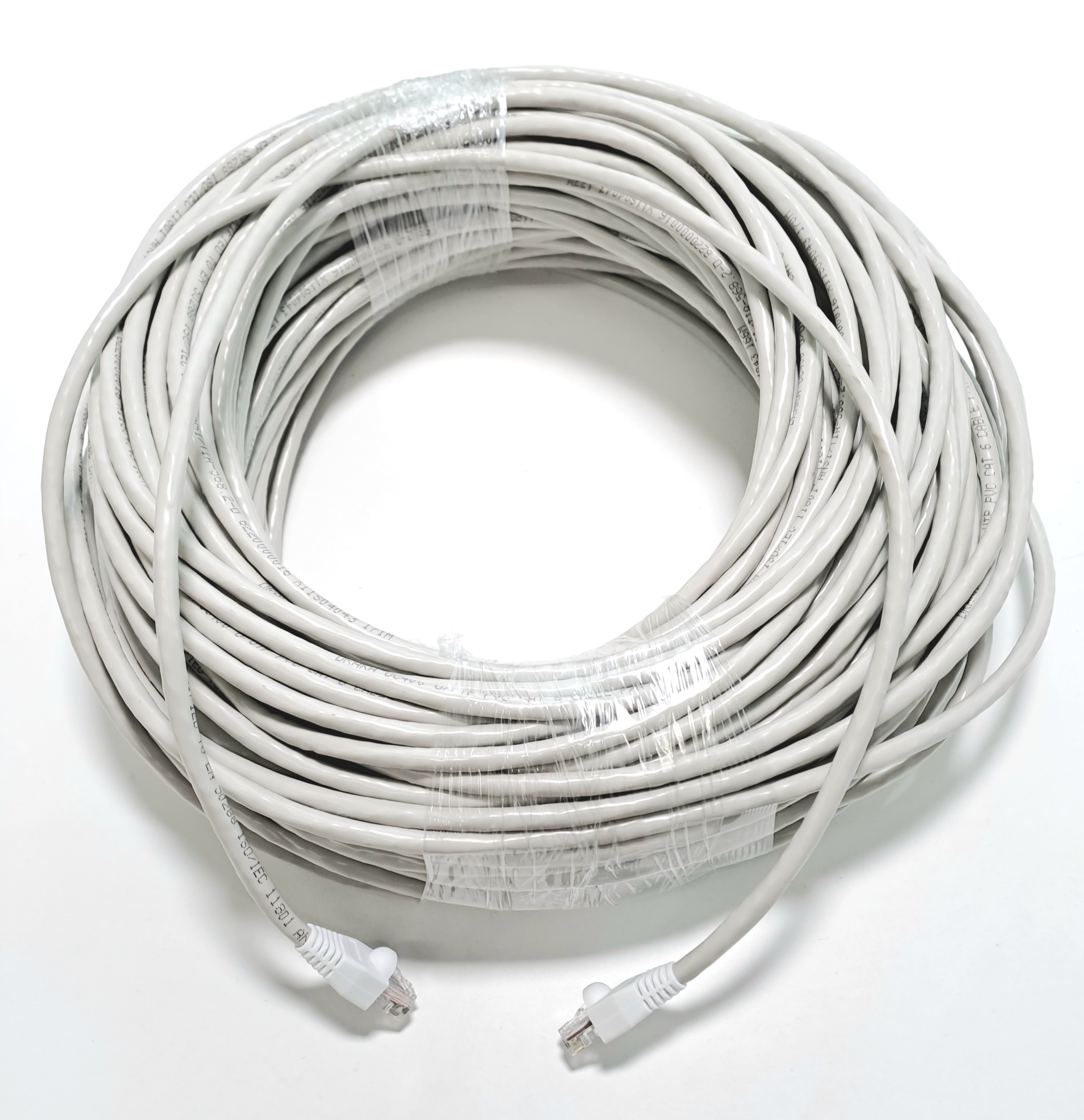 Assembly Cat 6 LAN Cable with Light Grey Rubber Boot 50m